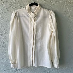 Vintage Gailord cream size 12 button down polyester blouse shirt